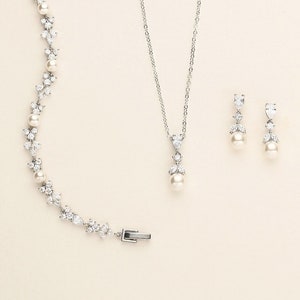 pearl wedding jewelry set