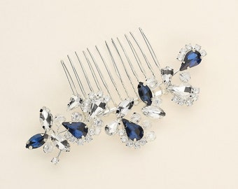 Blue Sapphire Wedding Comb, Rhinestone Comb, Bridal Comb Crystal, Wedding Crystal Hair Comb, Carla Sapphire Blue Wedding Comb