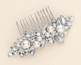 Bridal Rhinestone Pearl Comb, Bridal Comb Crystal, Wedding Crystal Hair Comb, Hair Comb, Wedding Accessory, Giselle Pearl Comb