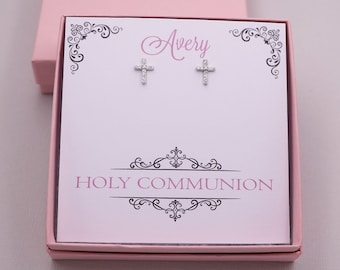 First Communion Baptise Gift for Girl Idea Gold Plated Hoop Huggies earrings