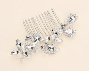 Swarovski Wedding Pearl Comb, Rhinestone Comb, Bridal Comb Crystal, Wedding Crystal Hair Comb, Carla Pearl Comb