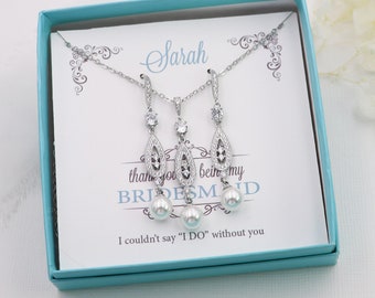 Pearl Bridesmaid Jewelry, Pearl Bridal Jewelry, Pearl Jewelry Set, Brides Jewelry Set Pearl, Chloe Bridesmaid Set