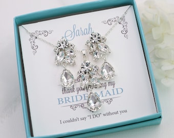 Crystal Teardrop Jewelry Set, Bridesmaid Jewelry, Bridesmaid Jewelry Gift Set, Bridesmaid Pendant, Bridesmaids Set, Grace Bridesmaid Set