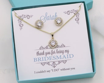 Bridesmaid Jewelry Gold, Bridesmaid Jewelry Set, Bridesmaid Jewelry Gift, Bridesmaids Jewelry, Karina Gold Bridesmaids Set DISC