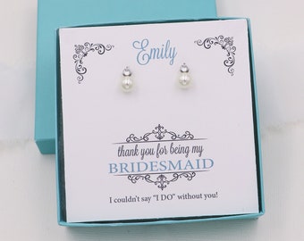 Bridesmaid Earrings Pearl, Bridesmaid Jewelry Studs, Bridesmaid Jewelry Gift Set, flower girl earrings, Jennifer Bridesmaids Stud Earrings