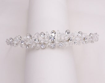 Crystal Wedding Tiara, Silver Crystal Bridal Tiara, Crystal Wedding Headpiece, Crystal Bridal Headpiece, Helena Tiara