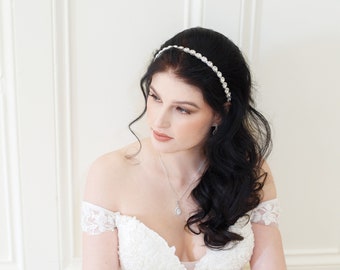 Ribbon Headband, silver crystal ribbon headband, wedding headpiece, rhinestone tiara, Alicia Silver Ribbon Headband DISC