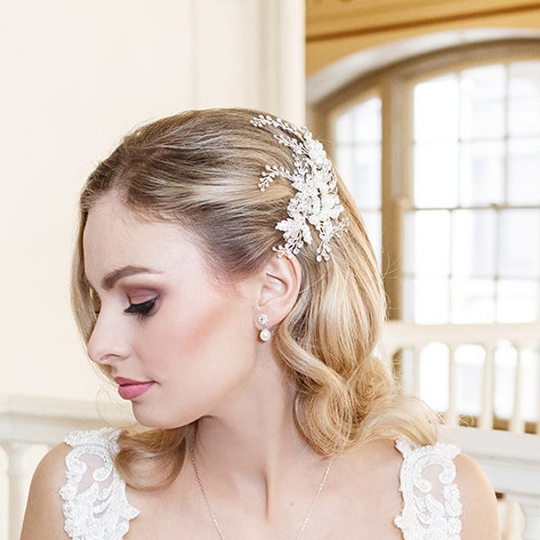 Wedding Bridal Clip, Rhinestone Comb, Bridal Comb Crystal, Wedding Crystal Hair Comb, Wedding Accessory, Alina Pearl Clip