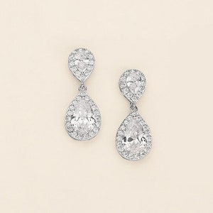 Bridal Earrings, Bridal earring jewelry, cubic zirconia earrings,cubic zirconia earrings,bridal jewelry, wedding earrings, Kensley Earrings
