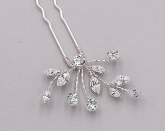 Crystal Hair Pin Leaf Hair Clip Rhinestone Hair Comb Etsy