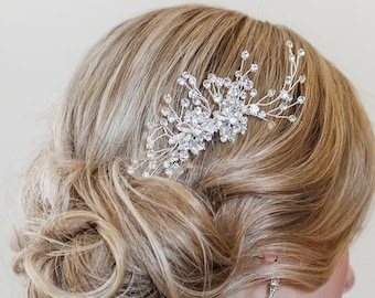 Crystal Comb, Large Wedding Hair Comb, Handmade Wedding Comb, Crystal Bridal Comb, Flora Crystal Hair Comb DISC