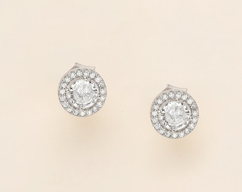 Clip on Earrings, CZ earrings, stud pave cubic zirconia earrings, clip on wedding jewelry, bridal jewelry, Ansley Clip on Earrings