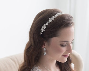 Bridal Headband Crystal, wedding hair accessories, Bridal Headband headpiece, rhinestone tiara, crystal tiara, Cheyenne Silver Headband