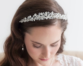 Crystal Wedding Tiara, Silver Crystal Bridal Crown, Crystal Wedding Headpiece, Crystal Bridal Headpiece, Helena Tiara