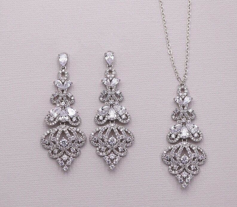 Chandelier Earrings cubic zirconia earrings wedding jewelry Etsy