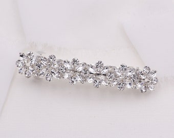 Rhinestone Barrette, Bridal Barrette Crystal, Wedding Crystal Hair Comb, Silver Hair Barette, Wedding Barrette, Cindy Silver Barrette