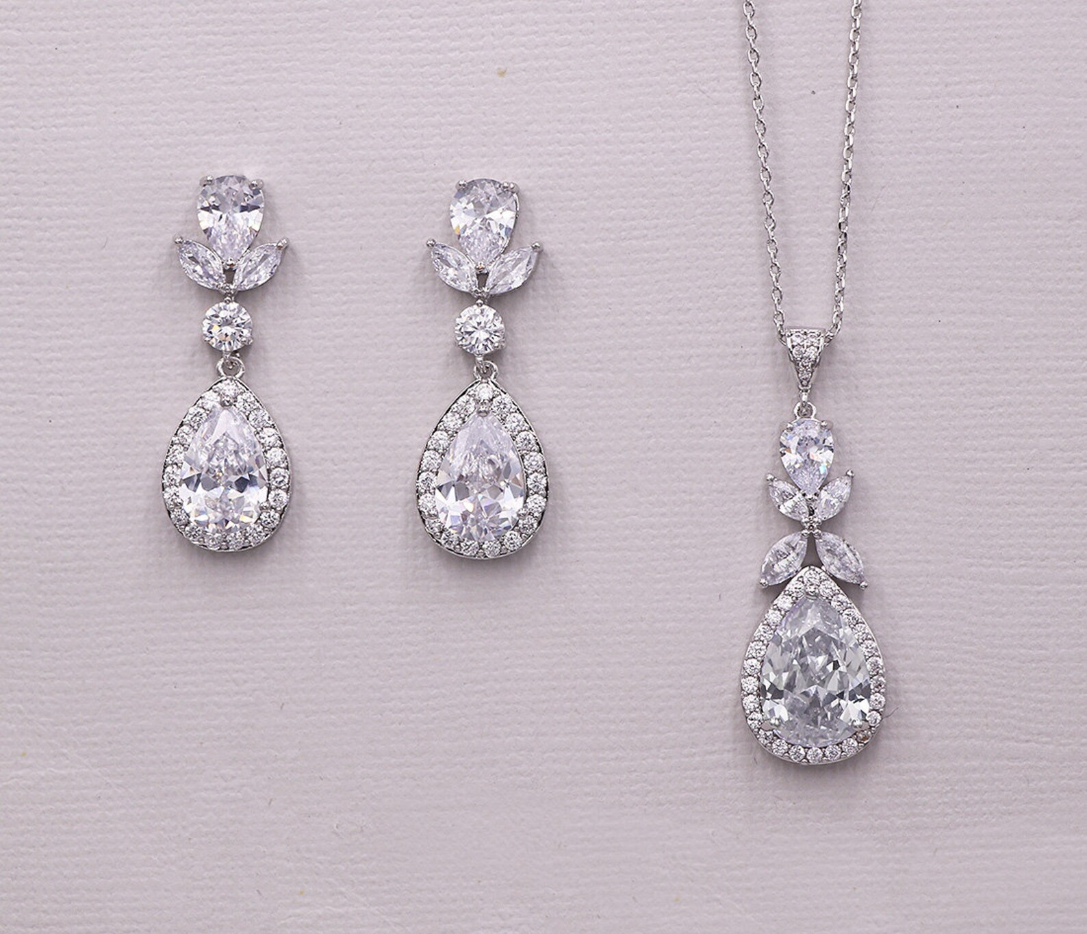 Rose Gold Wedding Jewelry Set for Brides Teardrop Wedding Etsy Canada