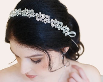 Wedding Headpiece for Bride, Wedding Headband, bridal hair accessories, wedding tiara, ribbon headband, Marie Wedding Headband