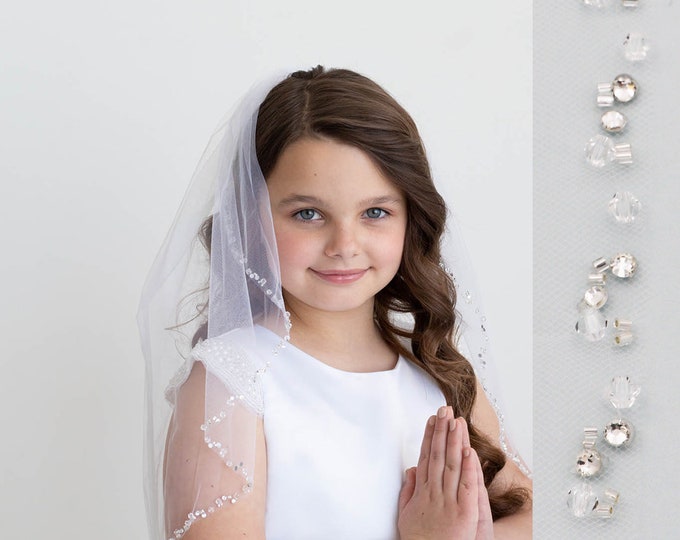 First Communion Veil First Communion Mantilla 1st Communion Veil Veil