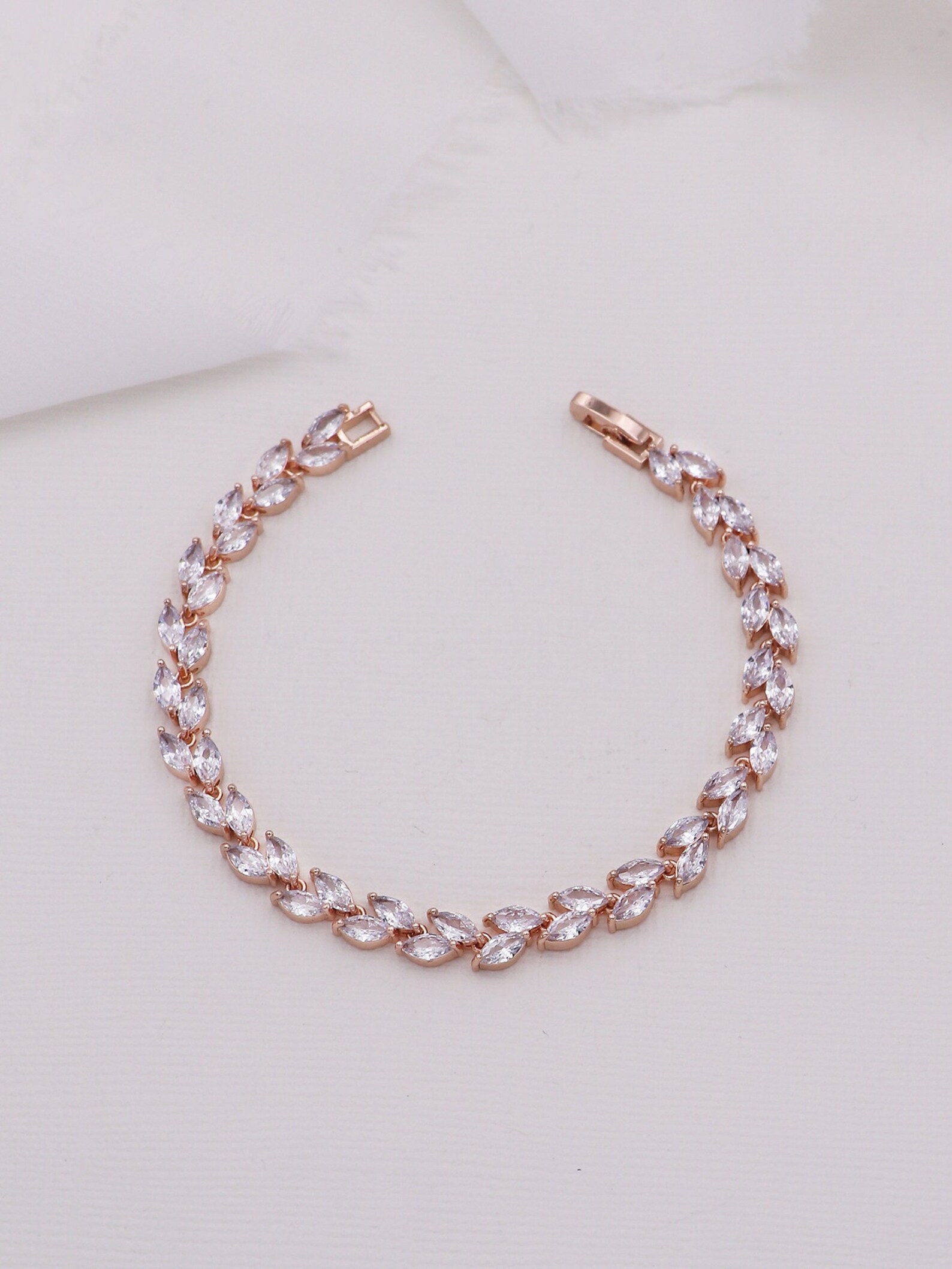 Rose Gold Bracelet Wedding Bracelet Rose Gold Jewelry Rose Etsy