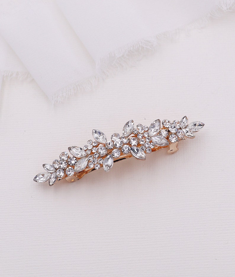 Crystal Rhinestone Barrette, Bridal Comb Crystal, Wedding Crystal Hair Clip, Hair Barette, Wedding Accessory, Brynlee Bridal Barrette Clip image 10