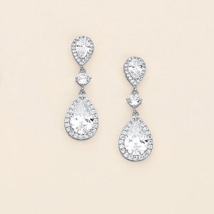 Bridal earrings, cubic zirconia earrings, wedding jewelry, bridal jewelry, wedding earrings, bridal earrings, Makenna Earrings