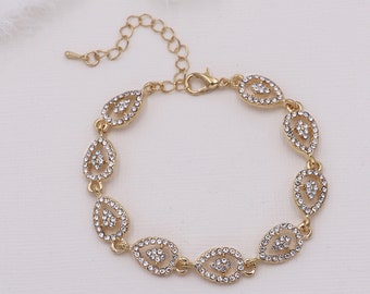 Rhinestone Bridal bracelet Gold, Gold wedding bracelet, rhinestone crystal bracelet, crystal bracelet, Stella Gold Bracelet