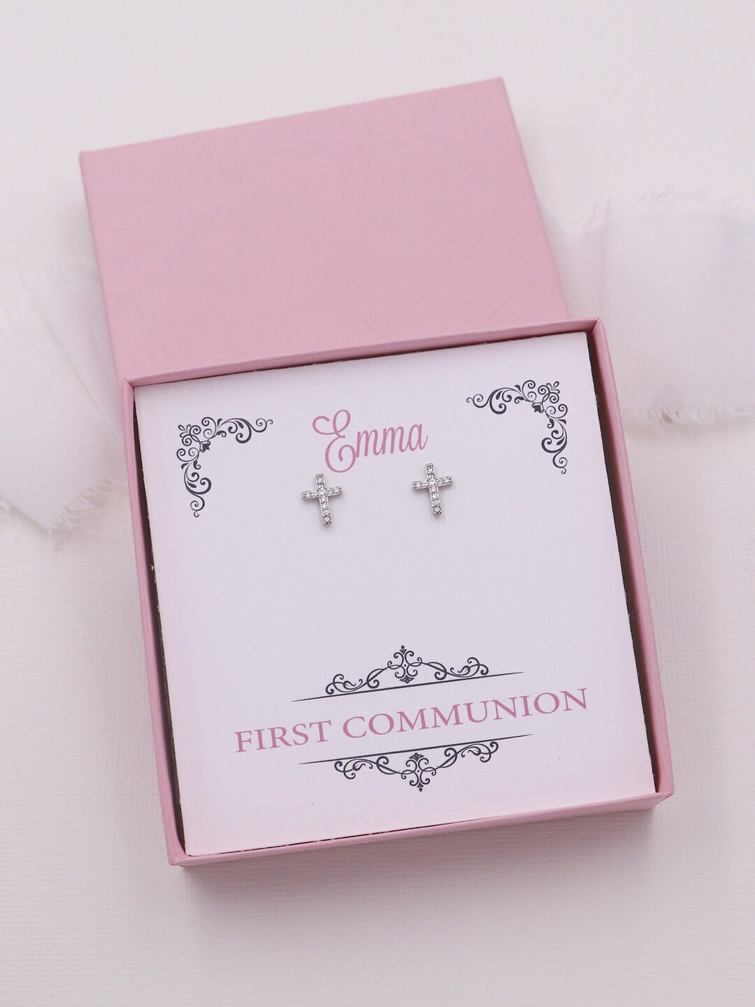 First Communion Earrings, Cross Earrings, First Communion Jewelry
