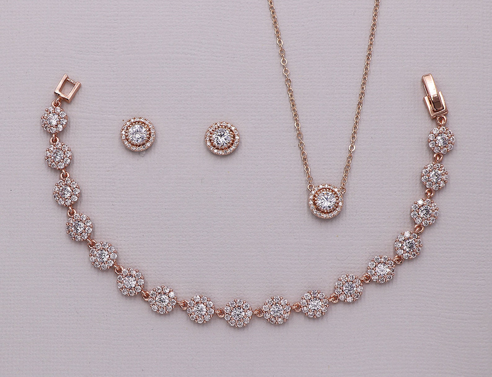 Jewelry Set Rose Gold Jewelry Set for Bridesmaids Rose Gold Etsy
