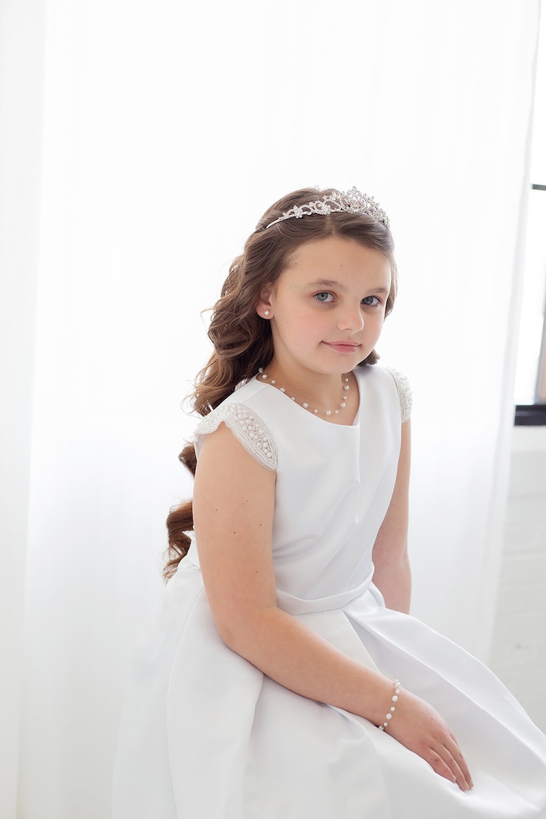 Flower Girl Headpiece, Crystal Tiara, wedding headpiece, rhinestone tiara, first communion tiara, Marah Flower Girl Tiara image 8