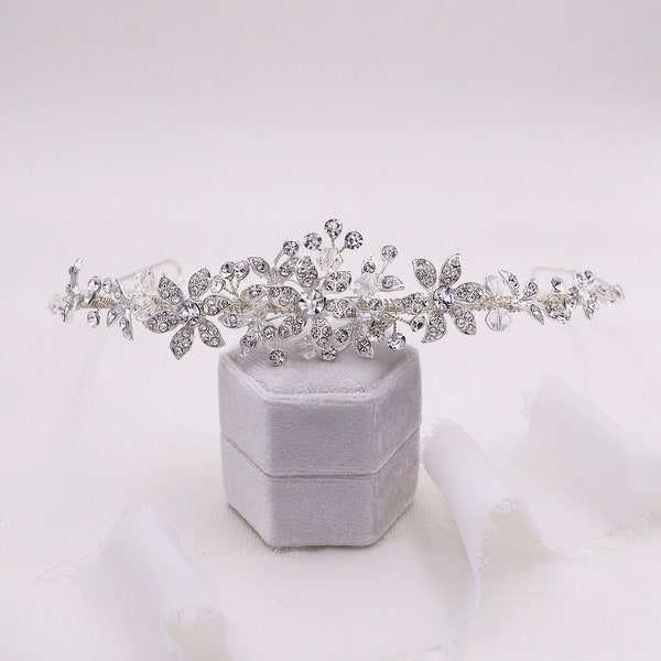 Couronne de fille de fleur, diadème de fille de fleur, casque de mariage, diadème en strass, diadème de première communion, diadème de fille de fleur Marianna