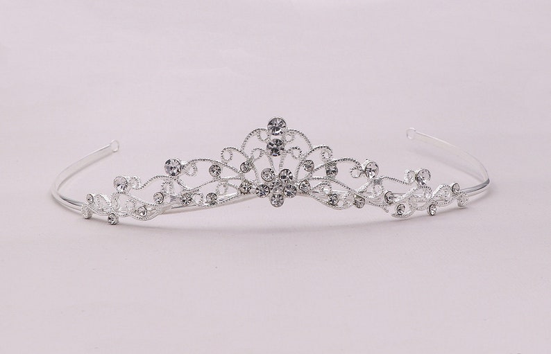 Blumenmädchen Tiara, Kristall-Tiara, Hochzeit Kopfschmuck, Strass-Tiara, Strass, Erstkommunion-Tiara, Clarie Blumenmädchen-Tiara Bild 3