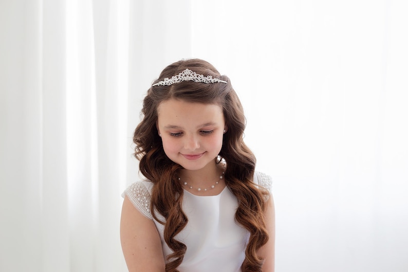 Flower Girl Tiara, Crystal Tiara, wedding headpiece, rhinestone tiara, rhinestone, first communion tiara, Clarie Flower Girl Tiara image 6