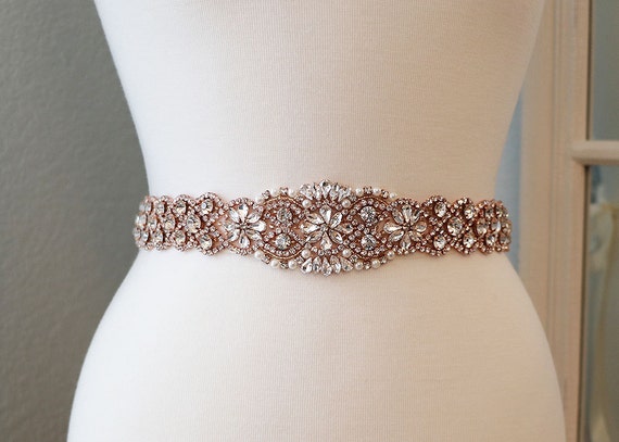 rose gold wedding dress belt