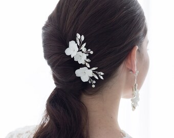 Épingles à cheveux de mariage de fleurs délicates, épingles à cheveux de fleurs d’argile, épingles à cheveux de mariée en cristal, épingle à cheveux de mariage, ensemble d’épingles à cheveux de fleurs Danielle