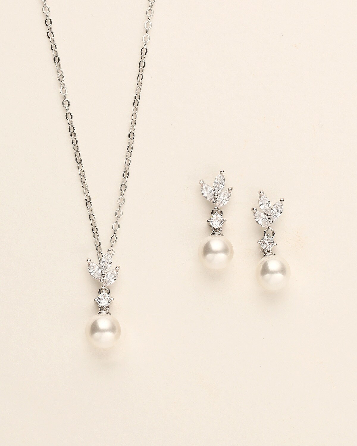 Pearl Wedding Jewelry Set Rose Gold Bridesmaid Jewelry Set Pearl