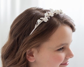 Pearl Flower Girl Headband, Wedding Headband, Wedding Headpiece, Rhinestone  Tiara, Harley Pearl Flower Girl Headband 