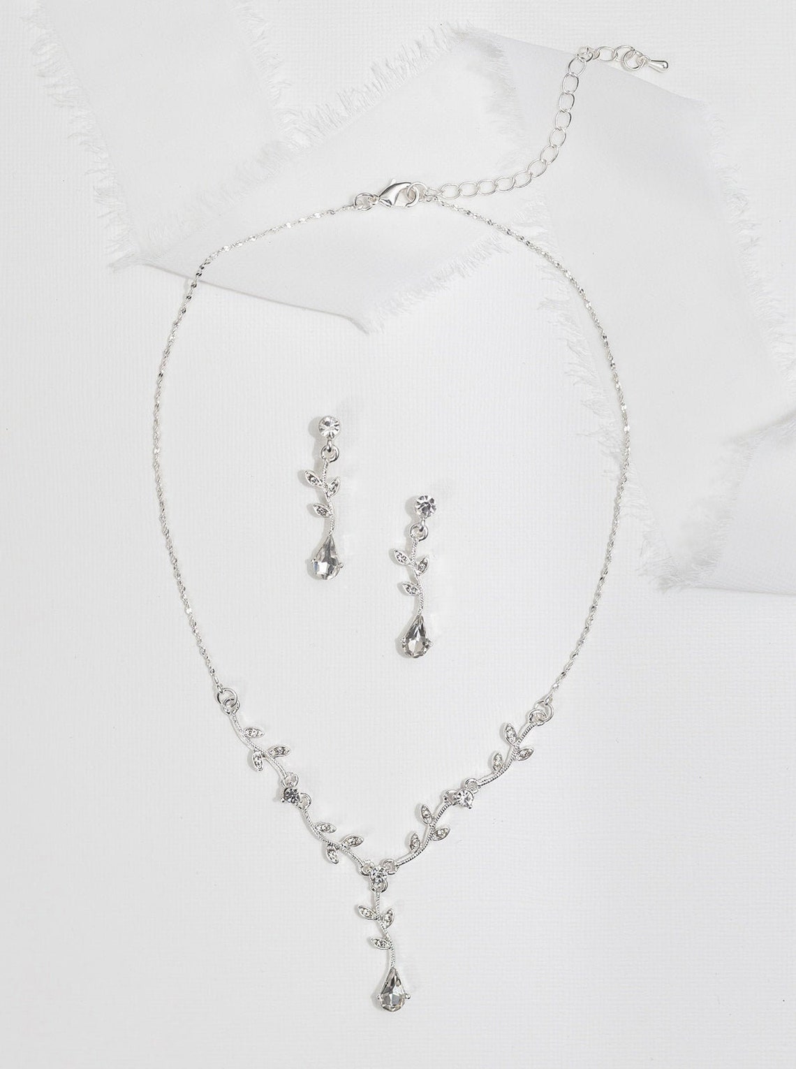 Crystal Rhinestone Vine Teardrop Jewelry Set Crystal Wedding Etsy