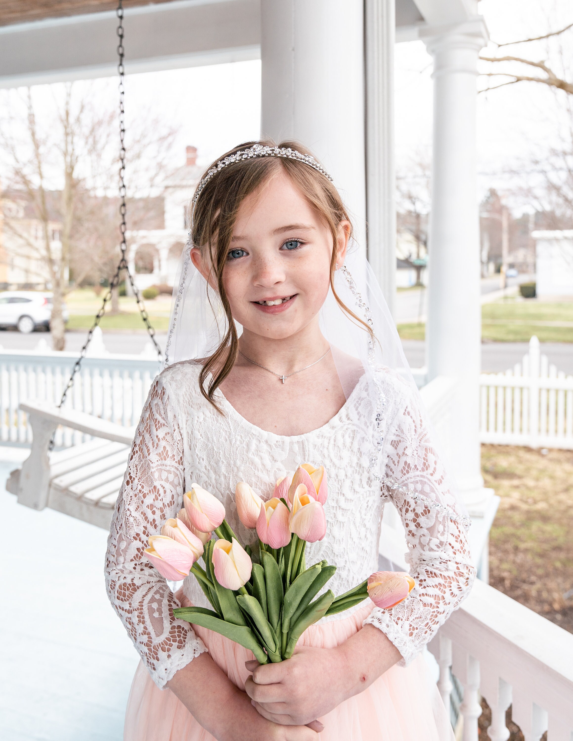 First Communion Veil Beaded Edge Veil One Tier Beaded Edge Etsy