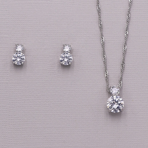 Elegant Silver Plated Cubic Zirconia Bridal Jewelry Set