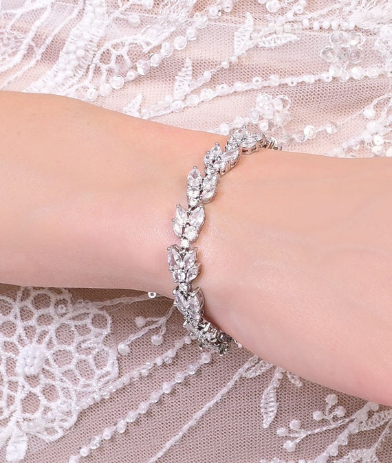 Bridal bracelet rose gold / Wide Wedding Bracelet / Ivory Bracelet for Bride  - Shop MiaLuciaBridal Bracelets - Pinkoi