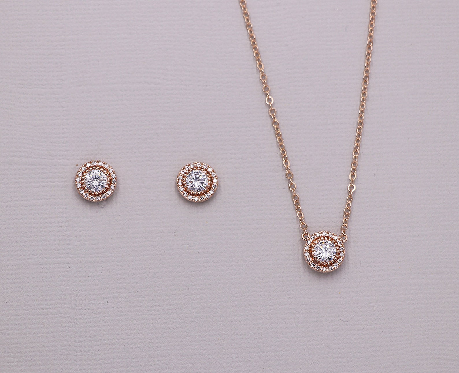 Jewelry Set Rose Gold Jewelry Set for Bridesmaids Rose Gold Etsy