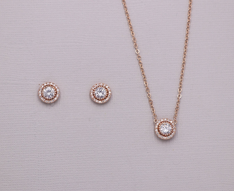 Jewelry Set Rose Gold Jewelry Set for Bridesmaids Rose Gold Etsy
