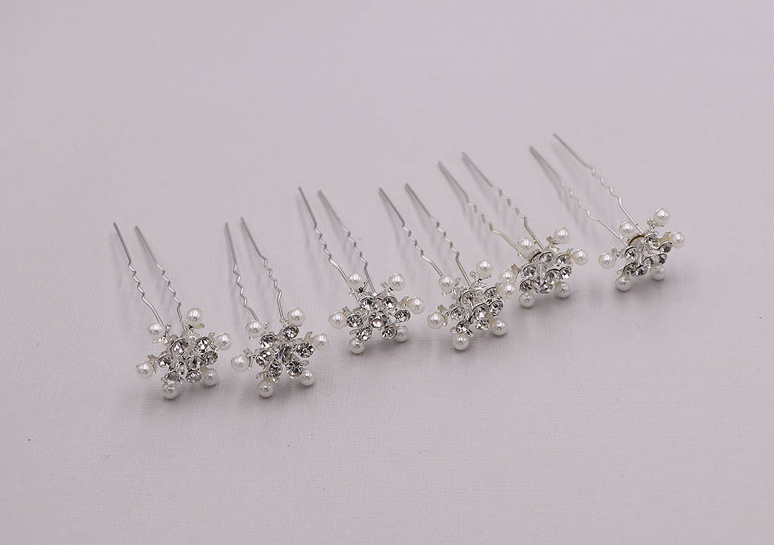 Snowflake Wedding Twist Ins Set Of 6 Crystal Rhinestone