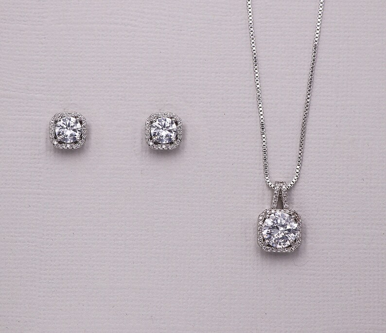 Silver Wedding Jewelry Set cubic zirconia earrings bridal Etsy