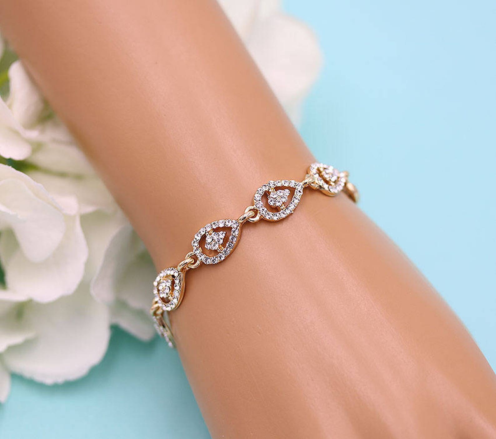 Rose gold rhinestone bracelet Clearance