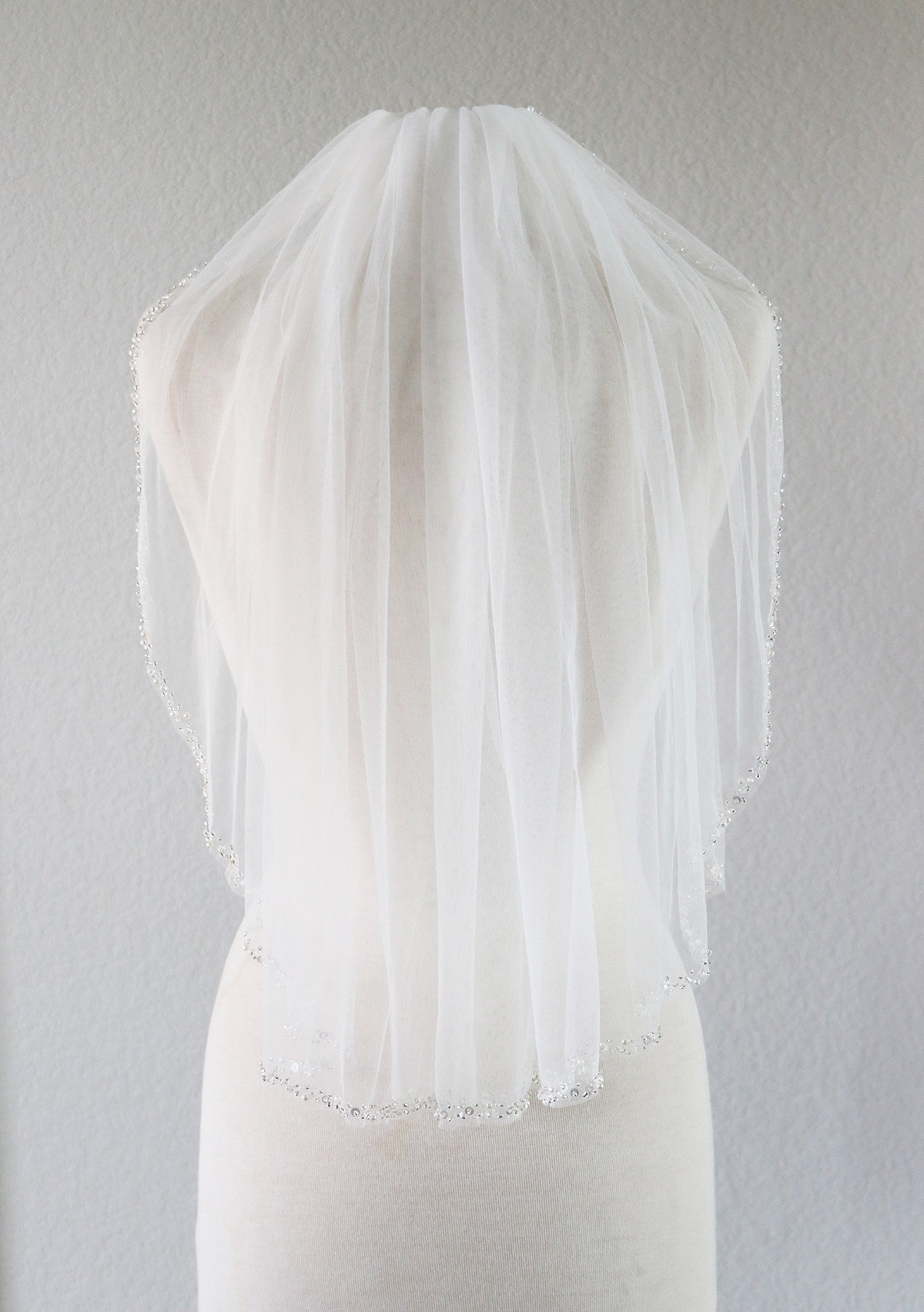 First Communion Veil Beaded Edge Veil One Tier Beaded Edge Etsy