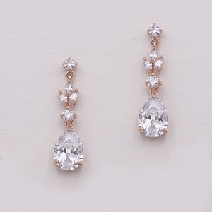 Crystal Wedding Earrings Gold Bridal Earrings Cubic - Etsy