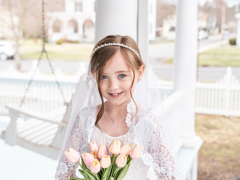 Pearl Flower Girl Headband, wedding headband, wedding headpiece, rhinestone tiara, Harley Pearl Flower Girl Headband image 5