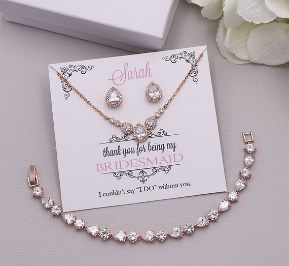 rose gold bridesmaid jewelry sets